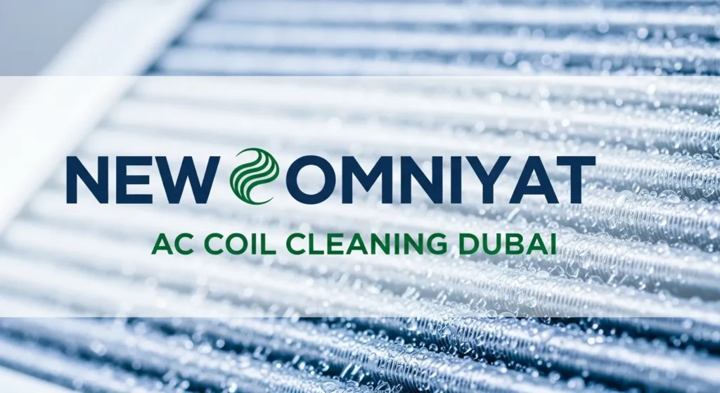 Professional technician performing AC coil cleaning in Dubai using advanced tools – New Omniyat AC cleaning service